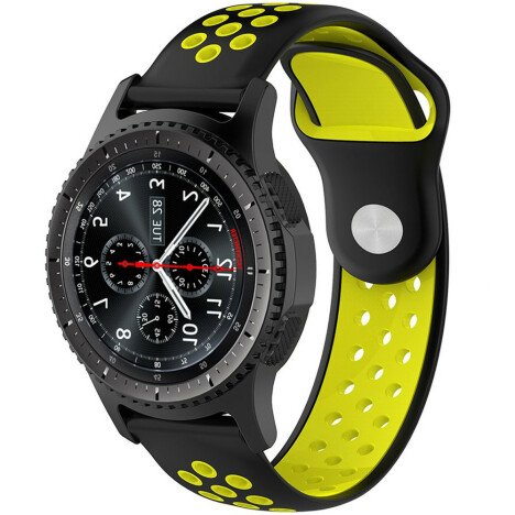 Curea ceas Smartwatch Samsung Galaxy Watch 4, Watch 4 Classic, Gear S2, iUni 20 mm Silicon Sport Bla